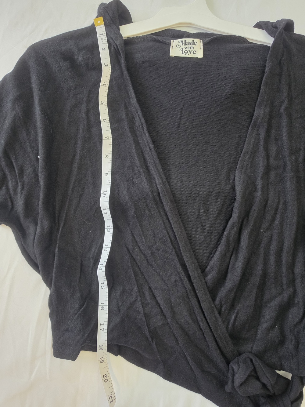 Boutique Made With Love Black Wrap-Front Hooded Crop Top - Picture 5 of 5